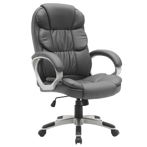 Black Big and Tall Leather Office Chair Adjustable High Back Task Chair with Multi-functional - 1 of 4