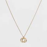 Gold Plated 'Mother Daughter Friend' Double Open Circle Pendant Necklace - Gold