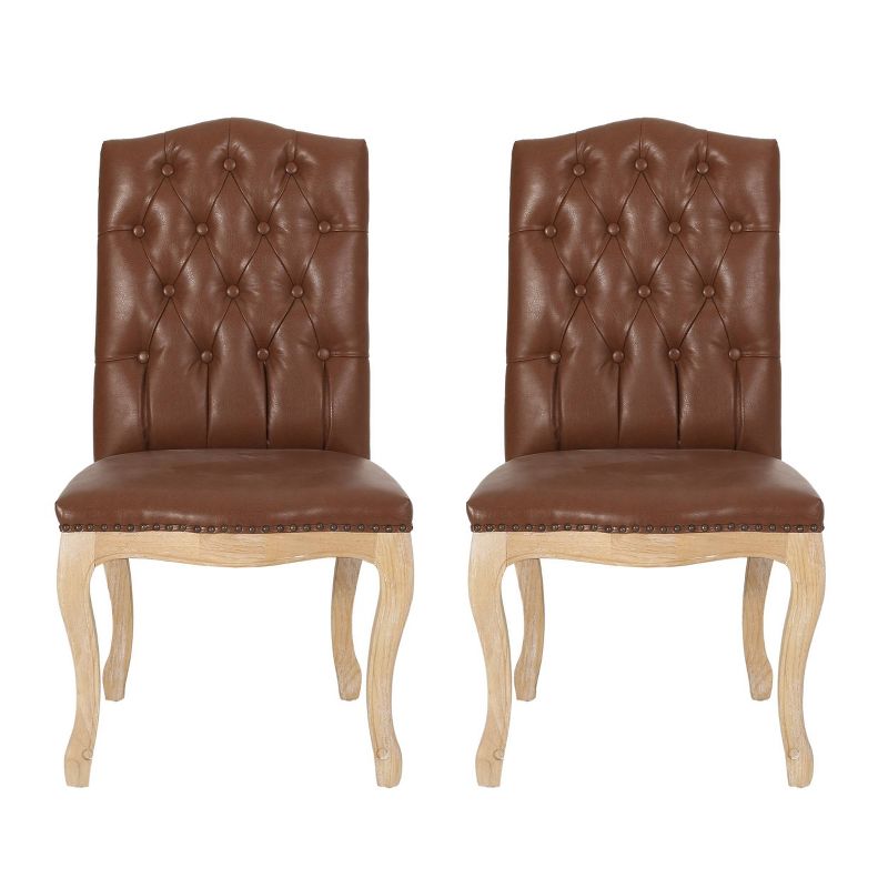 2pk Shylo Contemporary Faux Leather Dining Chairs - Christopher Knight Home, 1 of 12