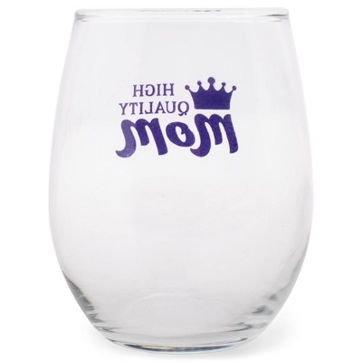Elanze Designs Mom Crown 14 Ounce Blue Stemless Wine Glass Tumbler