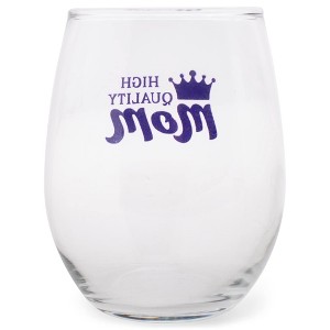 Elanze Designs Mom Crown 14 Ounce Blue Stemless Wine Glass Tumbler - 1 of 2