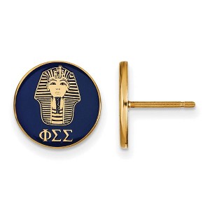 Black Bow Jewelry 14k Yellow Gold Plated Sterling Silver Phi Sigma Sigma Greek Life Stud Earrings - 1 of 3