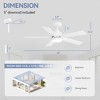 Airsurfer 42" Ceiling Fan with Color-Changing LED Light, 5 Plywood Blades, Remote Included, 5'' Down rod, DC Motor - 3 of 4