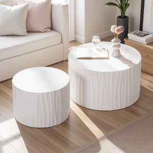 Wood Relief Nesting Coffee Tables (Set of 2, No Assembly) - 1 of 4