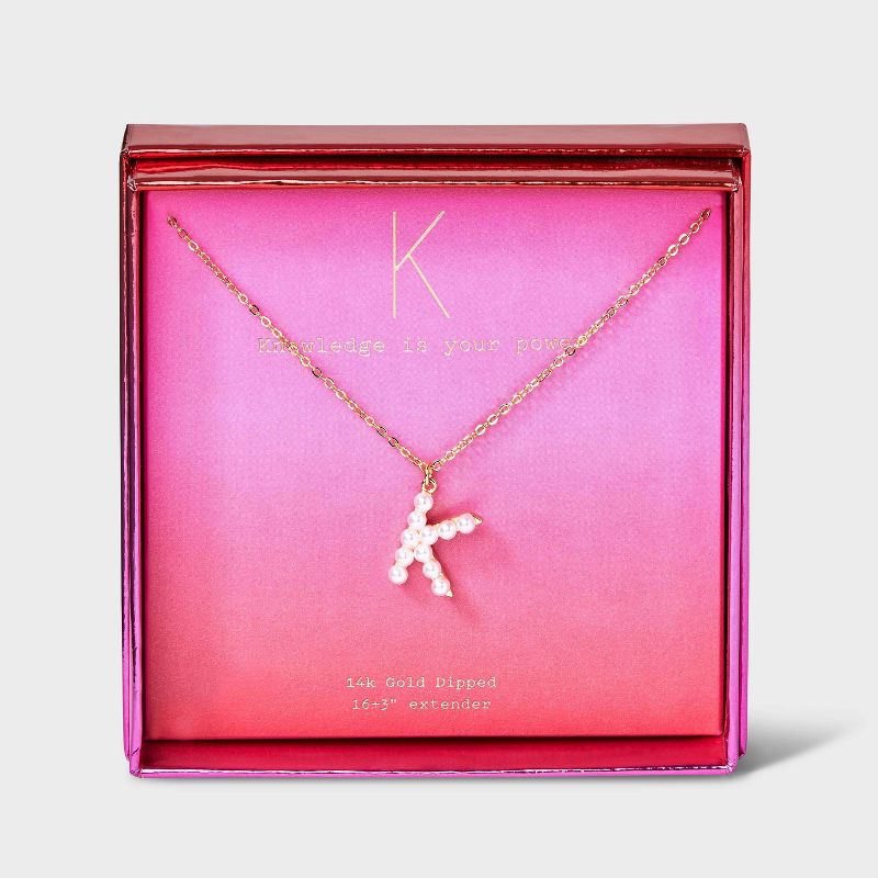 14K Gold Dipped Pearl Initial Pendant Necklace - A New Day™ Gold, 1 of 6