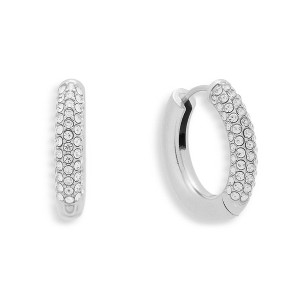 EVRY JEWELS WATERPROOF Gold or Silver Plated Stainless Steel Crystal Pave Statement Hoops - 1 of 3