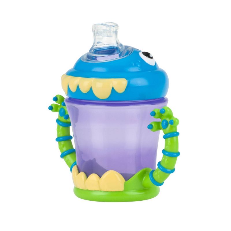 Nuby 2pc Monster Baby Feeding Set - Snack Keeper and 2 Handle Super Spout Trainer Cup - 8oz, 4 of 10