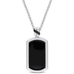 EVERLY JEWELRY | Sterling Silver 0.06 CT Black TW Diamond Fashion Pendant With Chain Black Rhodium Plated, 22-inch - 1 of 4
