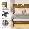 Furnulem Bed Frame with LED Lights, Headboard with Charging Station and USB Port,Upholstered Platform Bed frame Metal Support,No Box Spring Needed - 4 of 4