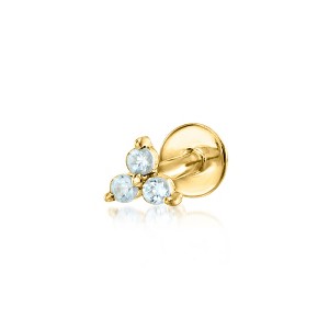 Pure Collection by Ross-Simons Aquamarine 3-Stone Stud Earrings in 14kt Yellow Gold - 1 of 4