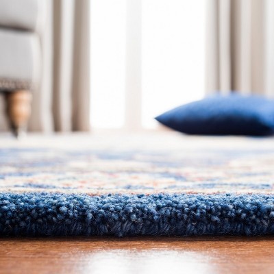 Antiquity Blue and Ivory Wool Hand-Tufted Runner Rug
