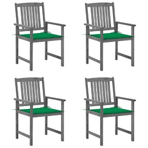 Patio Chair Set of 4 Gray Solid Acacia wood vidaXL - 1 of 4