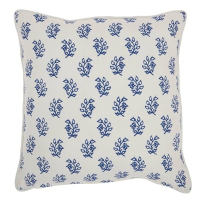 18"x18" Life Styles Printed Branches Square Throw Pillow Blue - Mina Victory