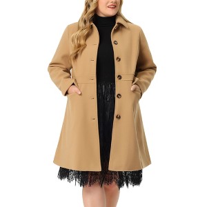 Agnes Orinda Women's Plus Size Winter Single Breasted Back Split with Pockets Long Overcoats - 1 of 4