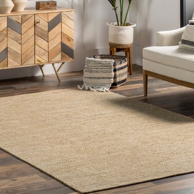 Beige 6' x 9' Handmade Cotton Flat Woven Area Rug