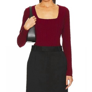 Women's Square Neck Long Sleeve Top - bobi - 1 of 3