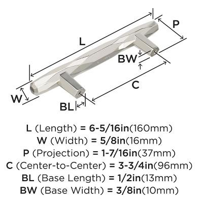 St. Vincent 8" Polished Nickel Bar Pull with Mounting Hardware