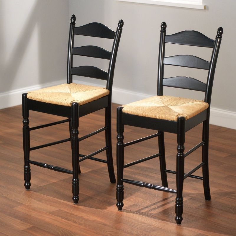 Set of 2 24" Ladder Back Counter Height Barstools - Buylateral, 4 of 5