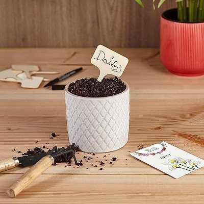Natural Wooden Plant Tags with Black Marker Pen - 60 Pieces