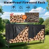 8FT Heavy Duty Firewood Rack w/Cover - 400LB Capacity Steel Stacker, Ventilated Indoor/Outdoor Storage, Tool-Free Assembly - 3 of 4