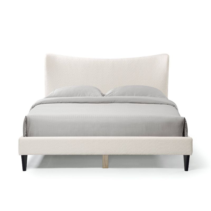 HOMES: Inside + Out Queen Heartwild Modern Boucle Upholstered Wingback Platform Bed White, 6 of 21