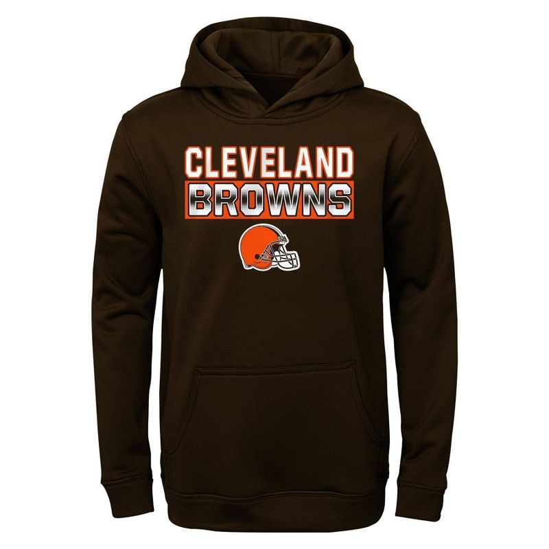 NFL Cleveland Browns Boys&#39; Long Sleeve Performance Hooded Sweatshirt, 1 of 2