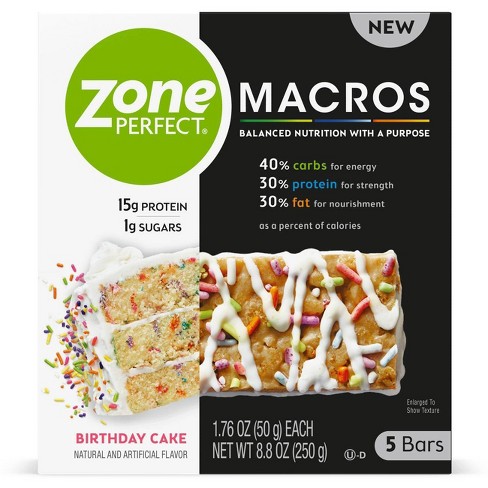 Zone Perfect Macros Birthday Cake Nutrition Bars 5ct Target