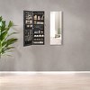 Wall Jewelry Cabinet Armoire, Mirror Jewelry Organizer, Lockable Cabinet with 2 Plastic Cosmetic Trays and LED Lights - 4 of 4