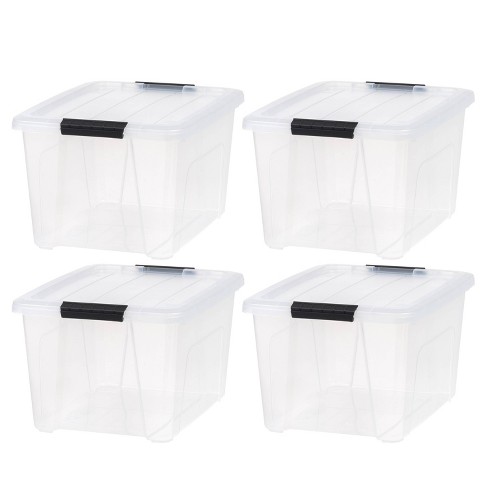 Iris 33qt 4pk Plastic Storage Bins With Lids And Latching Buckles ...