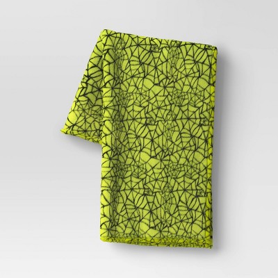Image of Web Printed Plush Halloween Throw Blanket Green: Lightweight, Knitted, Recycled Polyester - Hyde & EEK! Boutique™