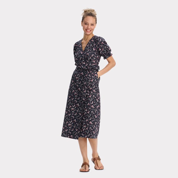 Vestido midi cruzado con manga corta abullonada para mujer - Universal Thread™ 3