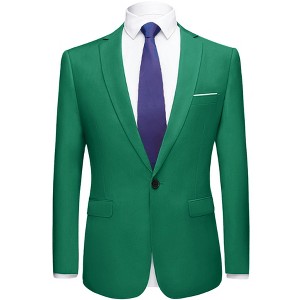 Lars Amadeus Men's Dress Slim Fit Single Breasted One Button Prom Suit Sports Blazer - 1 of 4