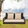 Garden Swing Chair with Cushion Cream Oxford Fabric and Steel2-Person Outdoor Wicker Porch Swing with Seat and Back Cushions - 2 of 4