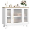 Buffet Cabinet with Storage, Modern Sideboard Cabinet with Fluted Glass Doors, 36'' Storage Cabinets with Adjustable Shelf, Wooden Coffee Bar - 3 of 4