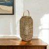 HomeRoots 20" Natural Distressed Woven Glass And Wicker Floor Lantern Candle Holder - 2 of 4