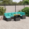 vidaXL 8 Piece Patio Sofa Set with Cushions Black Poly Rattan - Table + Corner + 3x Middle - 2 of 4