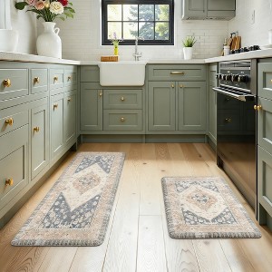 BAGOKIE 2 Pieces Cushioned Anti Fatigue Kitchen Rugs and Mats Set, 17.3"x47"+ 17.3"x29" - 1 of 4