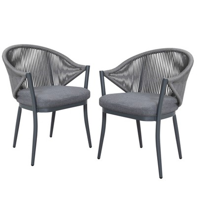 2pk Woven Rope & Aluminum Bistro Chairs - Dark Gray - NUU GARDEN