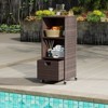 Costway Outdoor Storage Cabinet with Storage Shelves Drawer and Rolling Wheels for Porch - 4 of 4