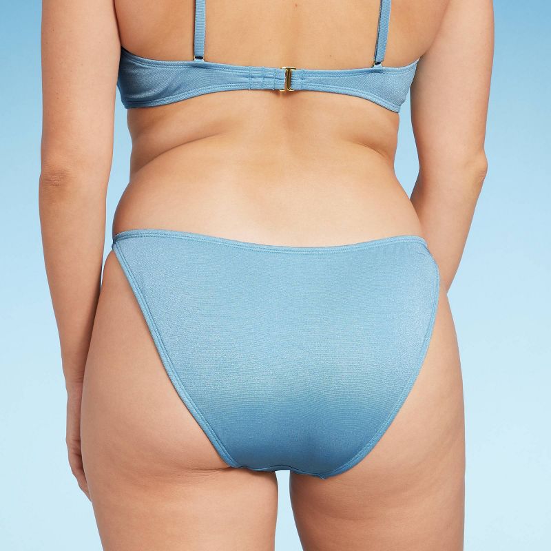 Women's Low-Rise Cheeky High Leg Bikini Bottom - Wild Fable™ Blue Lurex, 6 of 7
