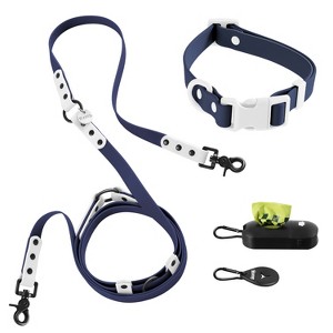 THE LICKER STORE Luna 8FT Adjustable 6-in-1 Waterproof Hands-Free Leash and Collar with LED Flashlight, Bag Dispenser, and Poop Bag Holder - 1 of 4