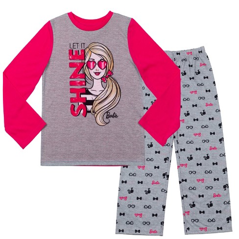 Barbie Little Girls Pajama Shirt And Pants Sleep Set Gray / Pink 7-8 ...