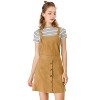 INSPIRE CHIC Women's Corduroy Button Front A-Line Bib Overall Pinafore Skirts - 2 of 4