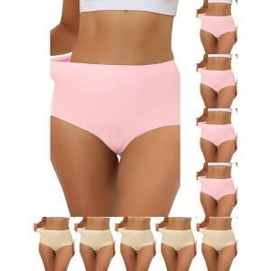 INSPIRE CHIC Women's Elastic High-Waisted Unlined Breathable No-Show Hipster Underwear 10 Packs - 1 of 4