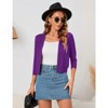 Coolmee Women's 3/4 Sleeve Cropped Cardigan Knit Sweaters Lightweight Open Front Shrug Bolero - 2 of 4