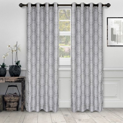 Floral Medallion Jacquard Grommet Curtain Panel Set by Blue Nile Mills