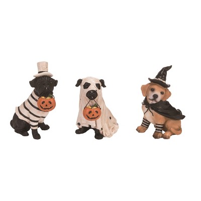 Transpac Resin Halloween Pup Figurine Set of 3 Halloween Home Decorations