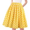 Vintage A-Line Pleated Skirt for Women - Midi Length High Waist Flowy Retro Skirt Navy Flower - 4 of 4