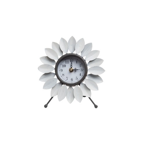 Round Decorative Tabletop Clock - Gray/Brass - Hearth & Hand™ with Magnolia