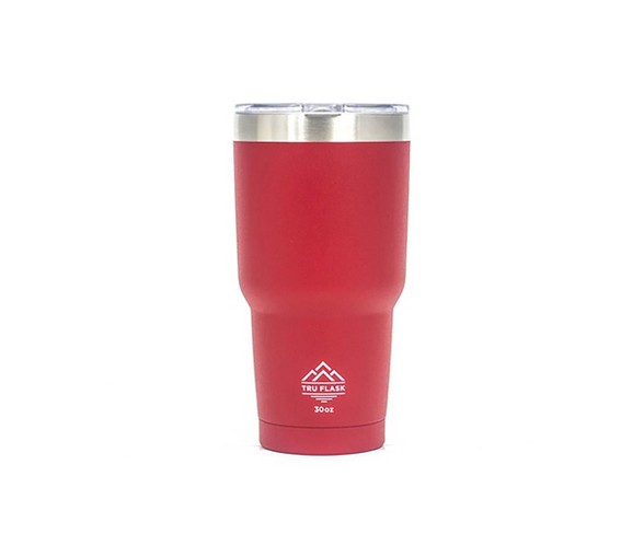 Truflask Double Vacuum Insulated 30 Oz Stainless Steel Travel Tumbler, Red